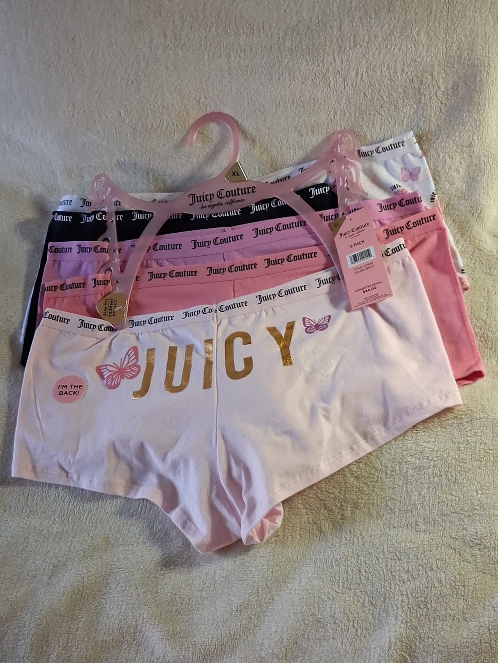 Juicy Couture Pink Logo Boyshorts BRAND NEW 5-Pack